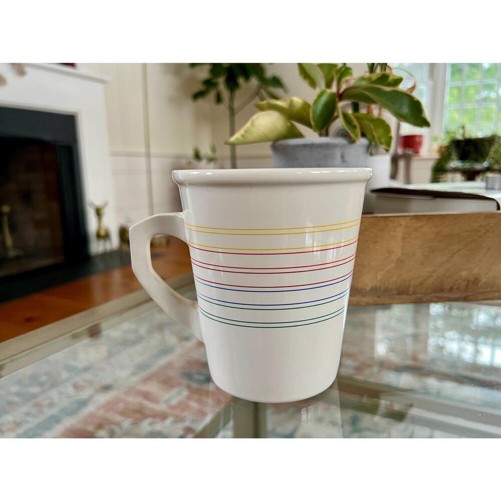 Vintage 1986 FTDA Retro Rainbow Arrow Rocket Coffee Mug Cup Retro Japan. Pride - Picture 2 of 10